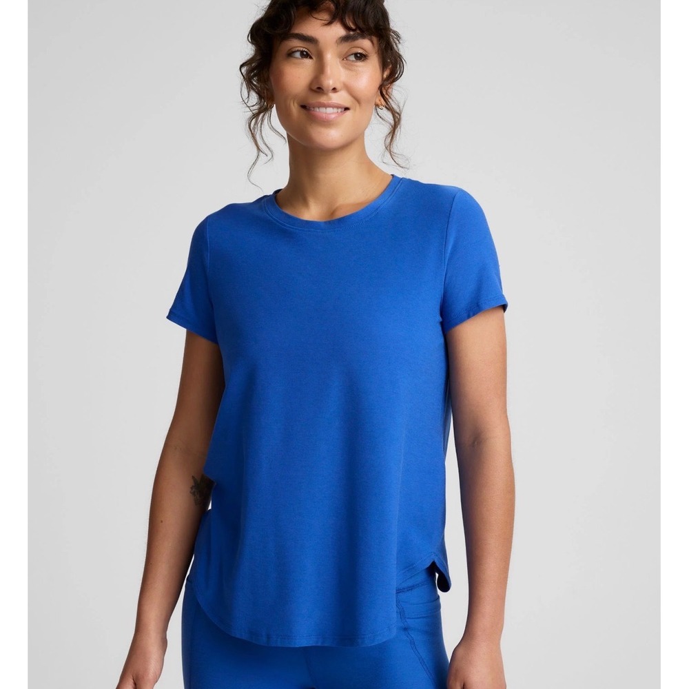 Beyond Yoga Featherweight On The Down Low Tee Blue Athleisure Gym Yoga S
